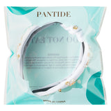 PANTIDE Daisy Jeweled Knotted Headband - Rhinestone Crystal Beads Embellished Headband Wide Top Knot Fashion Hairband Hair Accessories Summer Birthday Holiday Christmas Gift for Women Girls (White)