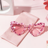 PANTIDE Pink Pony Club Sunglasses - Western Cowgirl Pearl Heart Shaped Sunglasses, Bachelorette Party Birthday Accessories Bach Gift Pop Concert Outfit for Women Girls (Pink)