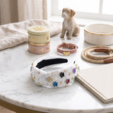 PANTIDE Paw Print Jeweled Knotted Headband for Women Girls