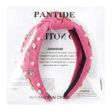 PANTIDE Golf Jeweled Knotted Headband for Women Girls (Pink)