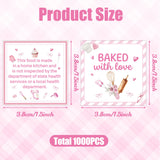 PANTIDE Cottage Food Law Labels Stickers - 1000 Count Baked with Love Adhesive Square Decal, Made in A Home Kitchen Inspection Statement for Bakery Small Business Packaging (1.5 x 1.5 Inch, Pink)