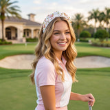 PANTIDE Golf Jeweled Knotted Headband for Women Girls (White)