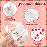 PANTIDE 3Pcs Cherry Hair Claw Clips for Women Girls - Coquette Bow Summer Fruit Cute Red Cherry Rectangle Flower Banana Nonslip Acrylic Hair Clip Accessories, Bachelorette Wedding Birthday Gift