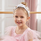 PANTIDE White Ballerina Jeweled Knotted Headband for Dancer Women Girls