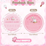 PANTIDE 1000 Count Cottage Food Law & Allergy Alert Labels Pink Stickers