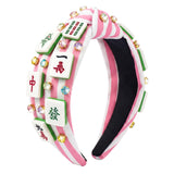 PANTIDE Mahjong Jeweled Knotted Headband for Women Girls Mahjong Lovers