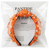 PANTIDE Fall Thanksgiving Pumpkin Polka Dot Jeweled Knotted Headband