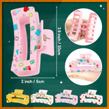 PANTIDE 4Pcs Teacher Silicone Hair Claw Clips for Women Girls - Back to School Pencil Apple Flexible Large Bendable Rectangle Nonslip Hair Clip, Thin Thick Short Long Curly Accessories, Teacher Gift