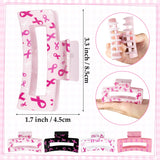 PANTIDE 4Pcs Breast Cancer Awareness Hair Claw Clips for Women Girls - Pink Ribbon Rectangle Nonslip Clips Hair Accessories Awareness Month Group Events Inspiring Party Favors Small Gifts