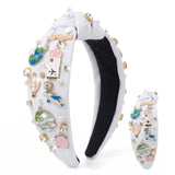 PANTIDE Traveller Jeweled Knotted Headband for Women Girls (White)