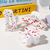 PANTIDE 3Pcs Cherry Hair Claw Clips for Women Girls - Coquette Bow Summer Fruit Cute Red Cherry Rectangle Flower Banana Nonslip Acrylic Hair Clip Accessories, Bachelorette Wedding Birthday Gift