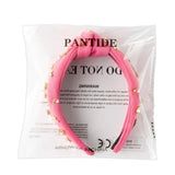 PANTIDE Pink Pony Club Jeweled Knotted Headband - Cowgirl Hat Rhinestone Embellished Headband Wide Top Knot Fashion Hairband Hair Accessories Bachelorette Party Birthday Gift for Women Girls (Pink)