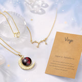 PANTIDE 3Pcs Virgo Zodiac Crescent Moon Layer Necklaces for Women Girls