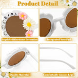 PANTIDE Flower Girl Sunglasses - Daisy Floral Rhinestone Round Shaped Sunglasses, Wedding Engagement Party Favors Outdoor Beach Glasses Accessories, Jewelry Gift for Girl Little Bridesmaid (White)