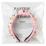 PANTIDE Christmas Jeweled Knotted Headband for Women Girls (Pink)
