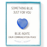 PANTIDE Something Blue Gift for Bride Heart Healing Crystal - Bride to Be Blue Natural Heart Shaped Agate Reiki Gemstones Stones with Card, Bridal Shower Wedding Bachelorette Party Supplies Gifts