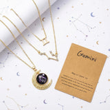 PANTIDE 3Pcs Gemini Zodiac Crescent Moon Layer Necklaces for Women Girls