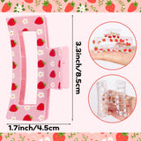 PANTIDE 4Pcs Strawberry Hair Claw Clips for Women Girls - Cute Fruit Rectangle Nonslip Clips Hair Accessories Aesthetic Barrettes for School Daily Party Favor Small Gifts Strong Hold