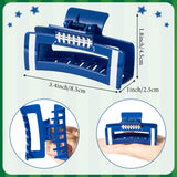 PANTIDE 4Pcs Football Hair Claw Clips for Women Girls - Sport Game Day Rectangle Nonslip Clips Hair Accessories for School Daily Football Party Favor Gifts Strong Hold for Thin Thick Curly (Blue)