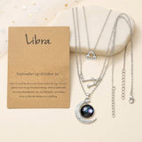 PANTIDE 3Pcs Libra Zodiac Crescent Moon Layer Necklaces for Women Girls