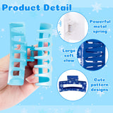 PANTIDE 4Pcs Snowflake Hair Claw Clips for Women Girl - Winter Snow Blue White Rectangle Nonslip Banana Hair Clips, Thin Thick Short Long Curly Accessories, Christmas Holiday Party Gift