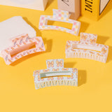 PANTIDE 4Pcs Pencil Coquette Bow Hair Claw Clips for Women Girls - Back to School Daisy Plaid Rectangle Nonslip Acrylic Hair Clip, Thin Thick Short Long Curly Accessories, Party Birthday Teacher Gift