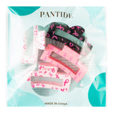 PANTIDE 4Pcs Breast Cancer Awareness Hair Claw Clips for Women Girls - Pink Ribbon Rectangle Nonslip Clips Hair Accessories Awareness Month Group Events Inspiring Party Favors Small Gifts