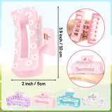 PANTIDE 4Pcs Flowers Silicone Hair Claw Clips for Women Girls - Cute Floral Flexible Large Bendable Rectangle Banana Hair Clip, Thin Thick Short Long Accessories, Spring Summer Party Birthday Gift