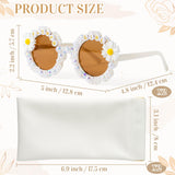 PANTIDE 2Pcs Flower Girl Daisy Floral Pearls Sunglasses (White)