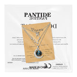 PANTIDE 3Pcs Pisces Zodiac Crescent Moon Layer Necklaces for Women Girls