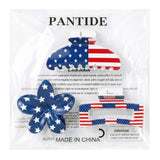 PANTIDE 3Pcs American Flag Red White Blue Hair Claw Clips for Women Girls