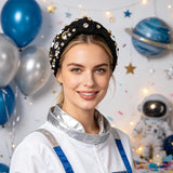 PANTIDE Space Astronaut Jeweled Knotted Headband for Women Girls (Black)
