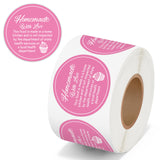 PANTIDE Cottage Food Law Labels Stickers - 500 Count Homemade with Love Adhesive Round Decal Roll, Made in A Home Kitchen Inspection Statement Thermal Printed for Food Packaging (2 x 2 Inch, Pink)