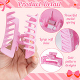 PANTIDE 4Pcs Coquette Pink Bow Hair Claw Clips for Women Girls - Cute Bow Preppy Trendy Rectangle Nonslip Banana Hair Clips, Thin Thick Short Long Curly Accessories, Birthday Bachelorette Wedding Gift