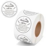 PANTIDE Cottage Food Law Labels Stickers - 500 Count Homemade with Love Adhesive Round Decal Roll, Made in a Home Kitchen Inspection Statement Thermal Printed for Baked Food Packaging (2 x 2 Inch)