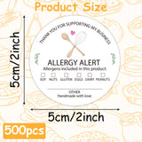 PANTIDE Food Allergy Alert Stickers - 500 Count Allergen Warning Label Writable Ingredient Adhesive Round Decal Roll, Food Alert Safety for Restaurant Home Kitchen Bakery Cake Shop (2 x 2 Inch, White)