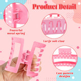 PANTIDE 8Pcs Polka Dot Striped Hair Claw Clips for Women Girls - Red Black White Pink Rectangle Nonslip Banana Hair Clips, Thin Thick Short Long Curly Accessories, Birthday Party Holiday Gifts