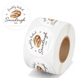 PANTIDE Freshly Baked Sourdough Labels Stickers - 500 Count Baked with Love Bakery Bread Adhesive Round Decal Roll, for Homemade Bread Bakery Small Business Sealing Food Packaging (2 x 2 Inch, White)