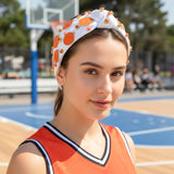 PANTIDE Basketball Jeweled Knotted Headband - Sports Pearl Rhinestone Embellished Headband Non Slip Wide Top Knot Costume Hairband Hair Accessories Game Day Birthday Gift for Women Girls (White)