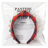 PANTIDE Christmas Buffalo Plaid Jeweled Knotted Headband for Women Girls