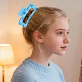 PANTIDE 4Pcs Snowflake Hair Claw Clips for Women Girl - Winter Snow Blue White Rectangle Nonslip Banana Hair Clips, Thin Thick Short Long Curly Accessories, Christmas Holiday Party Gift