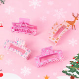 PANTIDE 4Pcs Christmas Pink Hair Claw Clips for Women Girl - Xmas Sweet Candy Cane Lollipop Tree Rectangle Nonslip Banana Hair Clips, Thin Thick Short Long Curly Accessories, Christmas Party Gift