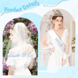 PANTIDE Blue Bachelorette Party Decorations - Bride To Be Bridal Shower Party Supplies White Veil Rhinestone Tiara Sash with Blue Pearl, Bachelorette Accessories Photo Booth Props Gift