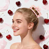 PANTIDE 4Pcs Cherry Hair Claw Clips for Women Girls - Bow Fruit Cute Rectangle Nonslip Banana Hair Clips for Women Girls, Thin Thick Short Long Curly Accessories, Valentine's Day Birthday Party Gift