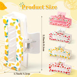 PANTIDE 4Pcs Fruit Hair Claw Clips for Women Girls - Summer Fruit Cherry Strawberry Rectangle Nonslip Banana Hair Clips, Thin Thick Short Long Curly Accessories, Mother’s Day Birthday Party Favor Gift