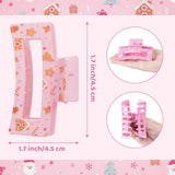 PANTIDE 4Pcs Christmas Pink Hair Claw Clips for Women Girl - Xmas Sweet Candy Cane Lollipop Tree Rectangle Nonslip Banana Hair Clips, Thin Thick Short Long Curly Accessories, Christmas Party Gift