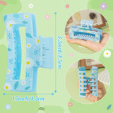PANTIDE 4Pcs Spring Summer Floral Hair Claw Clips for Women Girls - Cute Flowers Rectangle Nonslip Banana Hair Clips, Thin Thick Short Long Curly Hair Accessories, Holiday Party Birthday Gift