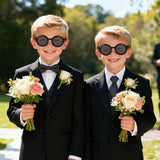 PANTIDE Page Boy Sunglasses - Ring Bearer Security Round Shaped Sunglasses, Wedding Engagement Party Favors Outdoor Beach Glasses Accessories, Cute Eyewear Gift for Little Boy (Black)