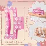 PANTIDE 4Pcs Spring Flowers Hair Claw Clips for Women Girls - Cute Flower Floral Rectangle Nonslip Banana Hair Clips, Thin Thick Short Long Curly Accessories, Spring Summer Party Birthday Gift