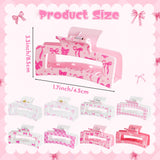PANTIDE 8Pcs Coquette Pink Bow Hair Claw Clips for Women Girls - Cute Bow Preppy Trendy Rectangle Nonslip Hair Clips, Thin Thick Short Long Curly Accessories, Birthday Bachelorette Wedding Gift